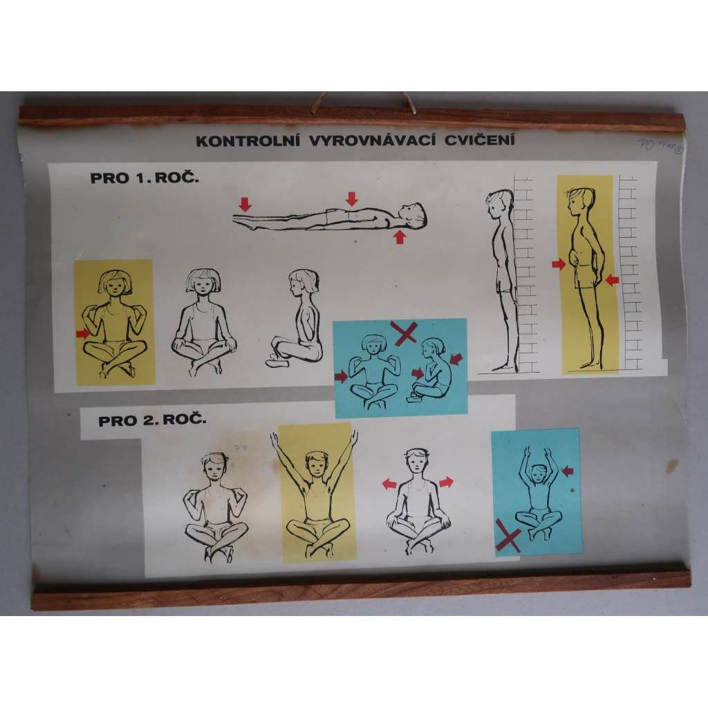 Kontrolní vyrovnávací cvičení - školní plakát - výukový obraz -cviky, správný pohyb, tělocvik