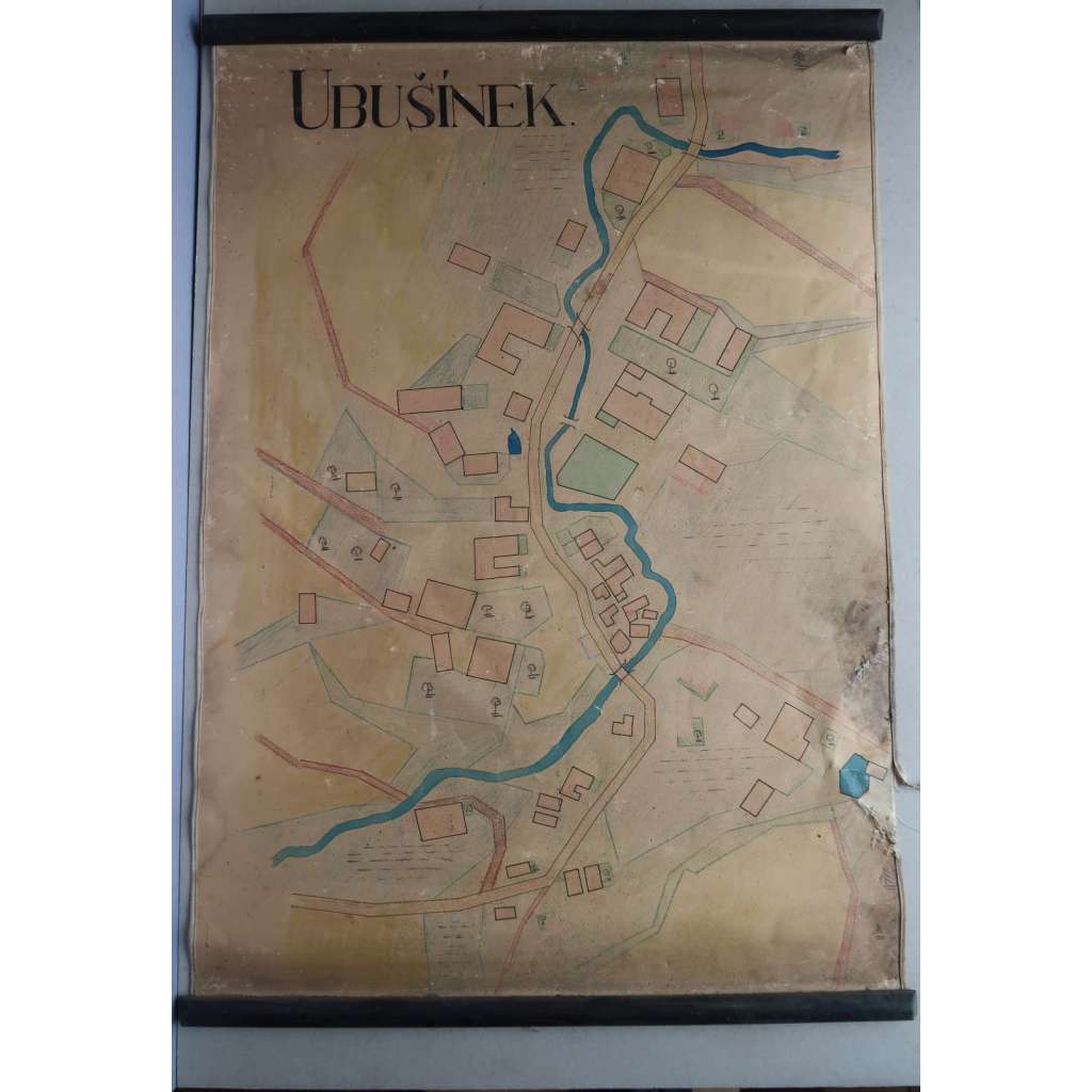 Ubušínek, plán obce (okres Žďár nad Sázavou) - školní plakát - výukový obraz