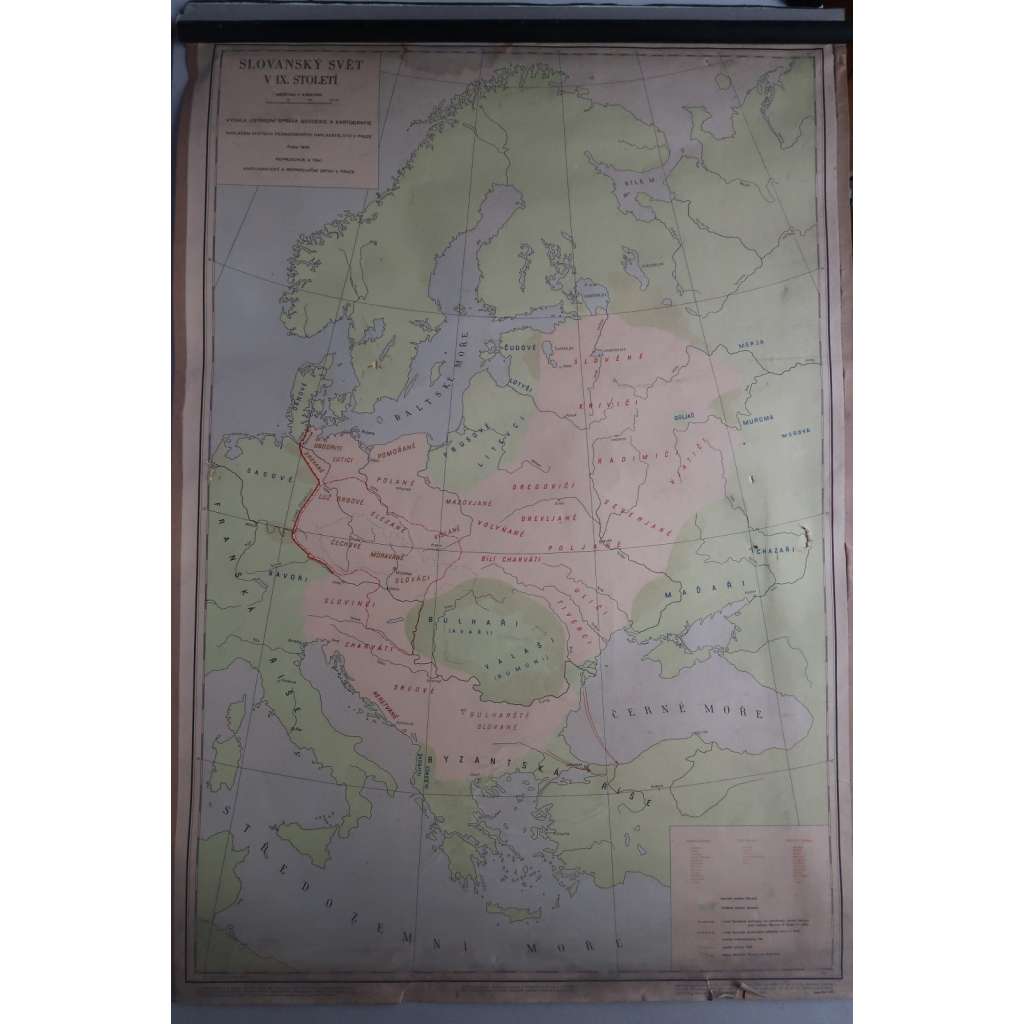 Slované, slovanský svět, mapa - školní plakát - výukový obraz (9. století)