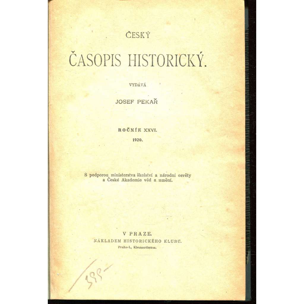 Český časopis historický, ročník XXVI./1920