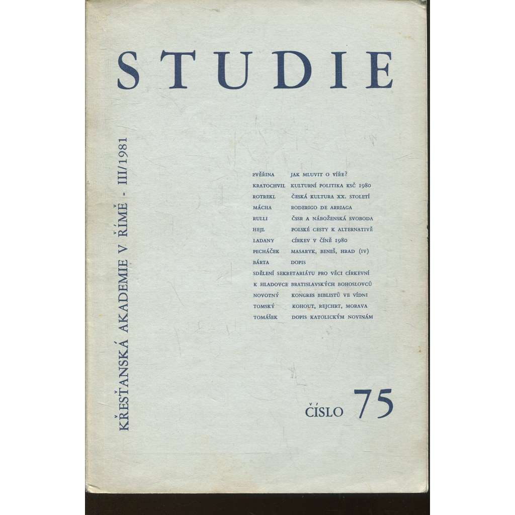Studie, číslo 75, ročník III./1981 (exilové vydání)