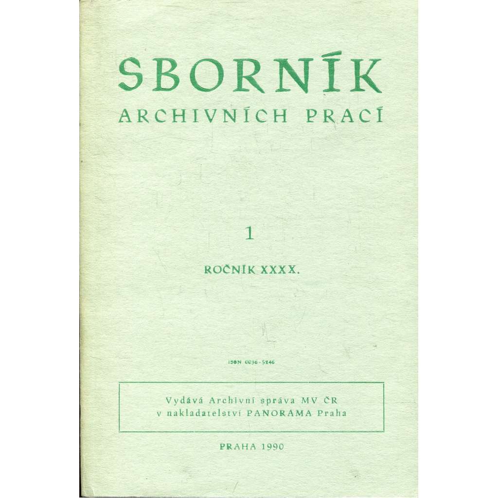Sborník archivních prací, ročník XXXX., číslo 1/1990