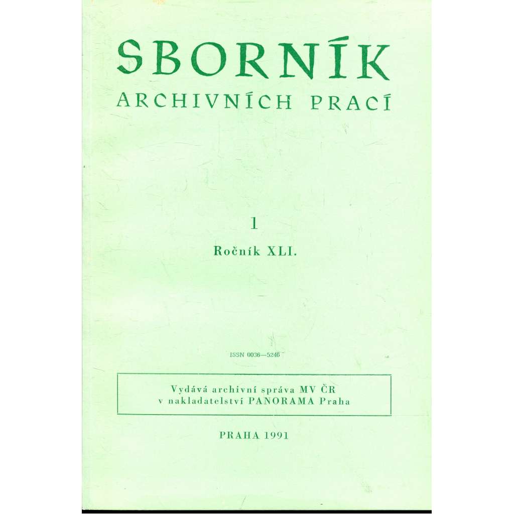 Sborník archivních prací, ročník XLI., číslo 1/1991