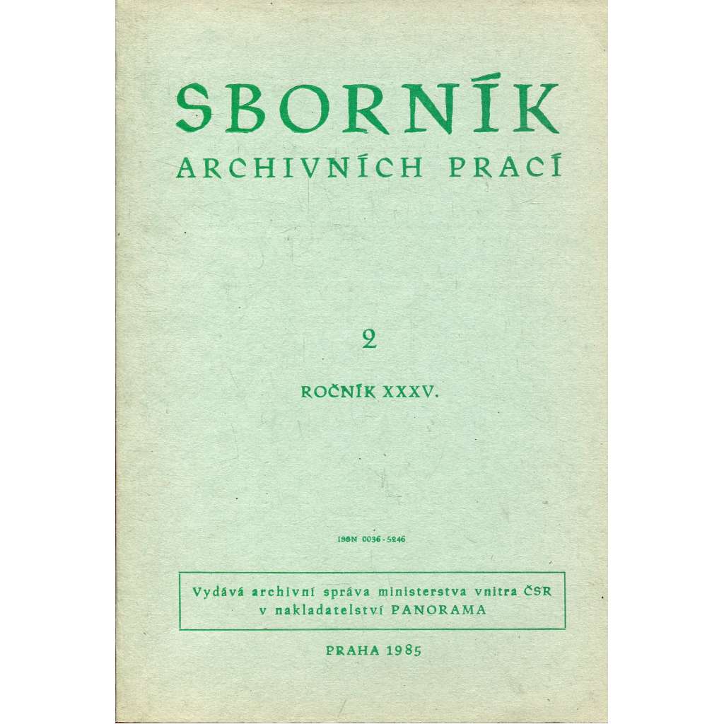 Sborník archivních prací, ročník XXXV., číslo 2/1985