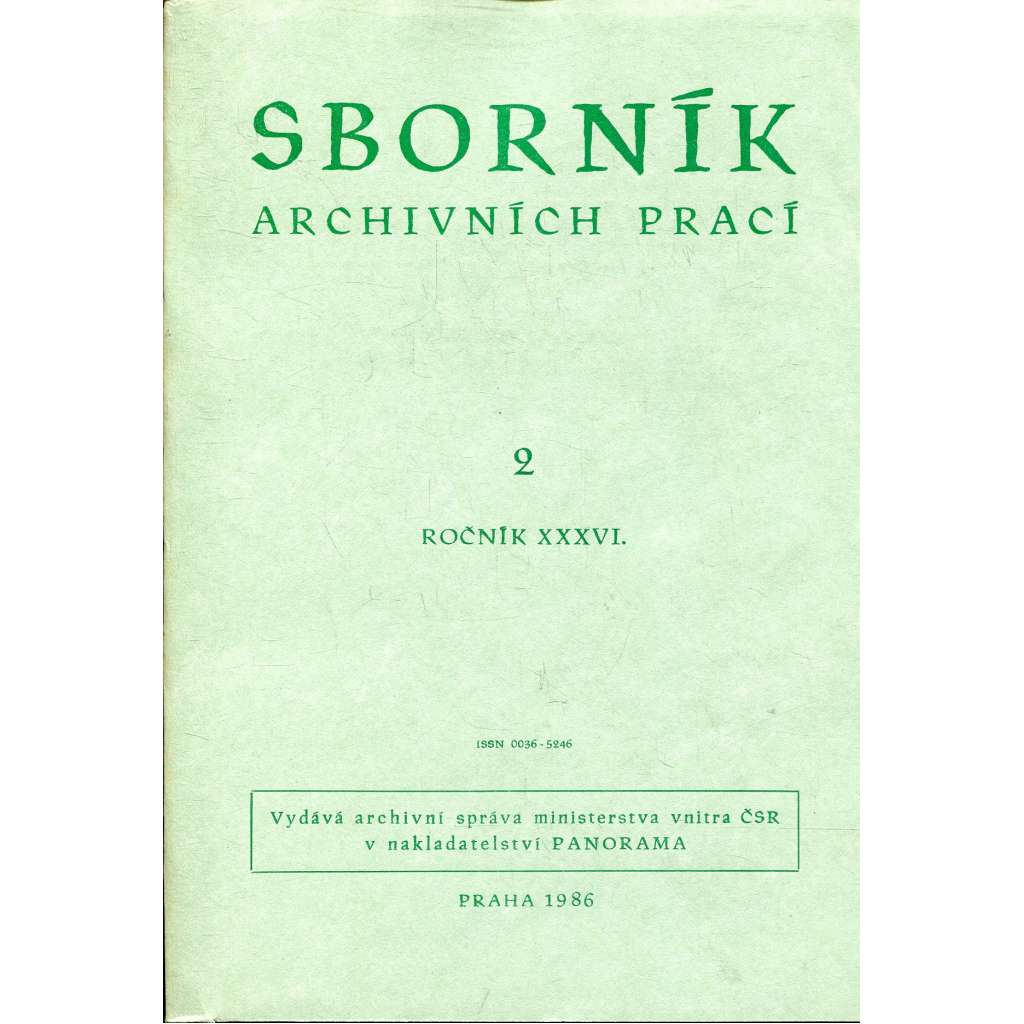 Sborník archivních prací, ročník XXXVI., číslo 2/1986