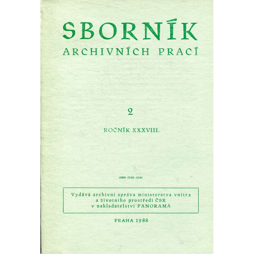 Sborník archivních prací, ročník XXXVIII., číslo 2/1988