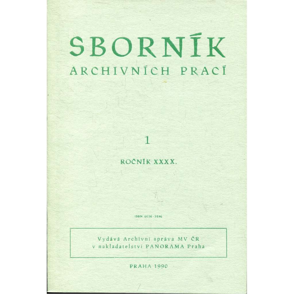 Sborník archivních prací, ročník XXXX., číslo 1/1990