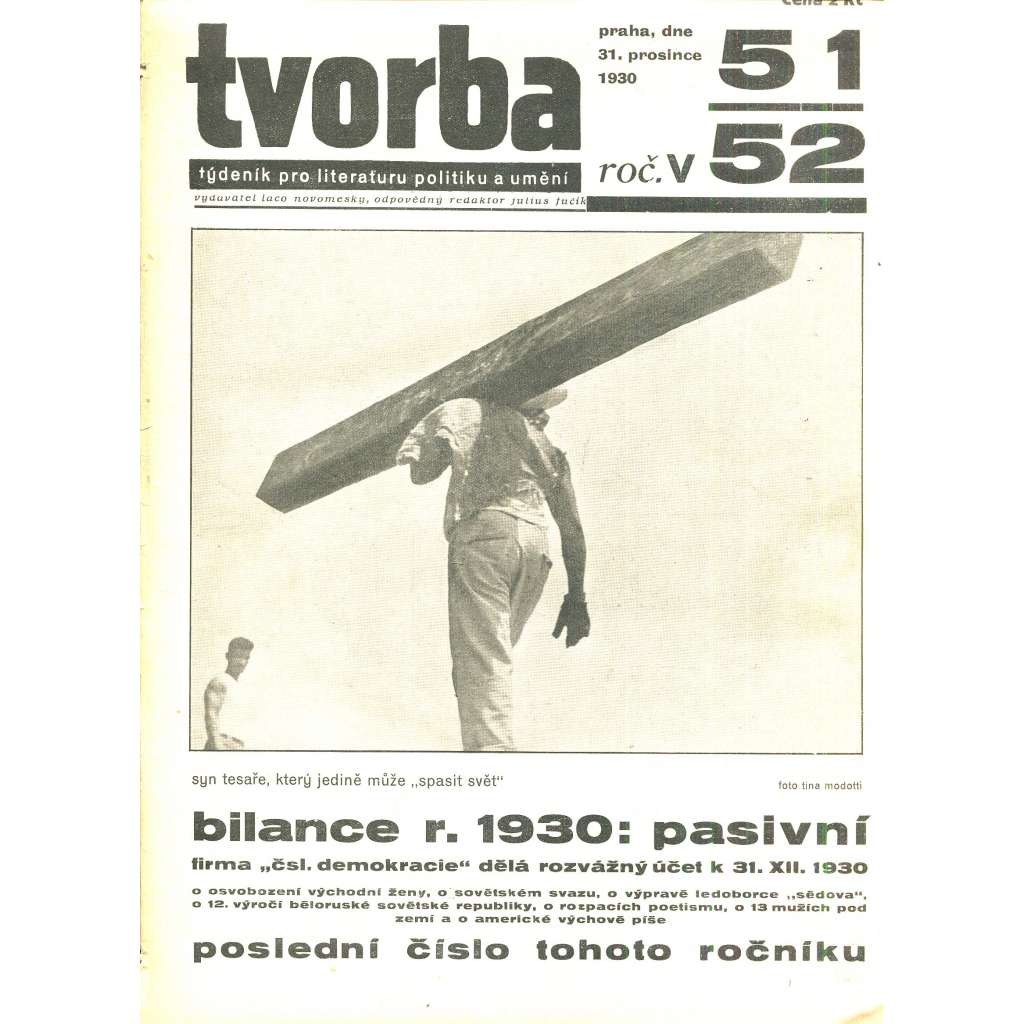 Tvorba, ročník V. (31.12.1930). Týdeník pro literaturu, politiku a umění (časopis)