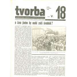 Tvorba, ročník V. (8.5.1930). Týdeník pro literaturu, politiku a umění (časopis)