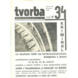 Tvorba, ročník V. (28.8.1930). Týdeník pro literaturu, politiku a umění (časopis)