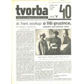 Tvorba, ročník V. (9.10.1930). Týdeník pro literaturu, politiku a umění (časopis)