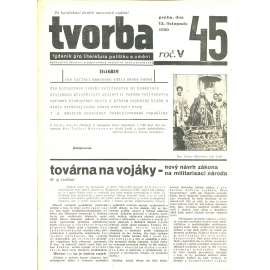 Tvorba, ročník V. (13.11.1930). Týdeník pro literaturu, politiku a umění (časopis)