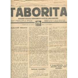 Táborita, ročník II., číslo 1/1922. Orgán svazu komunistických legionářů (noviny)