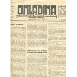 Omladina, ročník IV., číslo 46/1921. Ústřední list československé sociálně-demokratické mládeže dělnické (časopis, staré noviny)