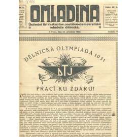 Omladina, ročník IV., číslo 12/1920. Ústřední list československé sociálně-demokratické mládeže dělnické (časopis, staré noviny)