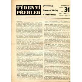 Týdenní přehled politický, hospodářský a literární, ročník II., číslo 31/1934 (1. republika, noviny)