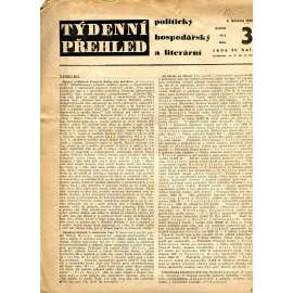 Týdenní přehled politický, hospodářský a literární, číslo 3/1935 (1. republika, noviny)