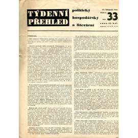 Týdenní přehled politický, hospodářský a literární, ročník II., číslo 33/1934 (1. republika, noviny)