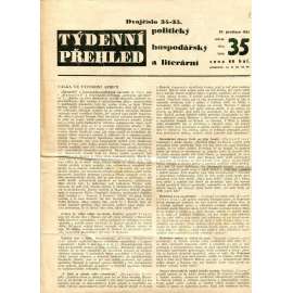 Týdenní přehled politický, hospodářský a literární, číslo 35/1935 (1. republika, noviny)
