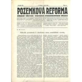 Pozemková reforma, ročník XII., číslo 9/1931 (1. republika, noviny)