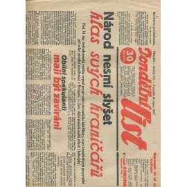 Pondělní list, ročník VII., číslo 238/1933 (1. republika, noviny)