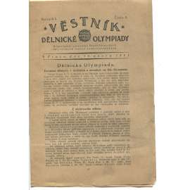 Věstník Dělnické olympiady. Ročník I., číslo 5/1921. Organisační zpravodaj Svazu Dělnických tělocvičných jednot československých (1. republika, staré noviny)
