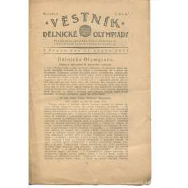 Věstník Dělnické olympiady. Ročník I., číslo 6/1921. Organisační zpravodaj Svazu Dělnických tělocvičných jednot československých (1. republika, staré noviny)