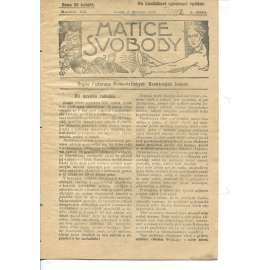 Matice svobody, ročník XX., číslo 1/1923 (1. republika, noviny, časopis)