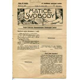 Matice svobody, ročník XX., číslo 22/1924 (1. republika, noviny, časopis)