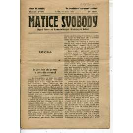 Matice svobody, ročník XVIII., číslo 17/1922. Orgán federace komunistických osvětových jednot (1. republika, noviny, časopis)