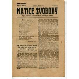 Matice svobody, ročník XVIII., číslo 18/1922. Orgán federace komunistických osvětových jednot (1. republika, noviny, časopis)