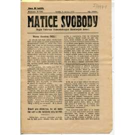 Matice svobody, ročník XVIII., číslo 25/1922. Orgán federace komunistických osvětových jednot (1. republika, noviny, časopis)