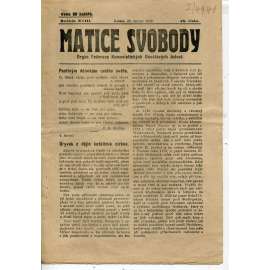 Matice svobody, ročník XVIII., číslo 26/1922. Orgán federace komunistických osvětových jednot (1. republika, noviny, časopis)
