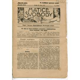Matice svobody, ročník XIX., číslo 9/1922. Orgán federace komunistických osvětových jednot (1. republika, noviny, časopis)