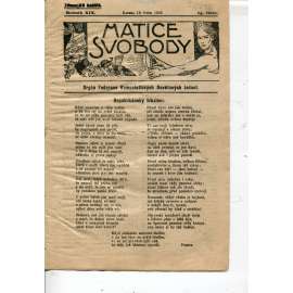 Matice svobody, ročník XIX., číslo 15/1923. Orgán federace komunistických osvětových jednot (1. republika, noviny, časopis)
