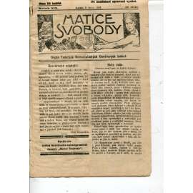Matice svobody, ročník XIX., číslo 16/1923. Orgán federace komunistických osvětových jednot (1. republika, noviny, časopis)