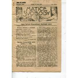 Matice svobody, ročník XIX., číslo 17/1923. Orgán federace komunistických osvětových jednot (1. republika, noviny, časopis)