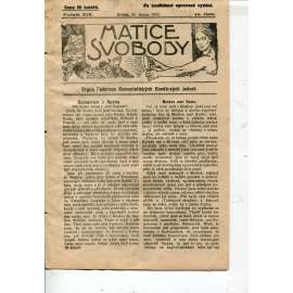 Matice svobody, ročník XIX., číslo 20/1923. Orgán federace komunistických osvětových jednot (1. republika, noviny, časopis)