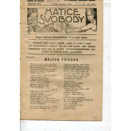 Matice svobody, ročník XIX., číslo 22/1923. Orgán federace komunistických osvětových jednot (1. republika, noviny, časopis)