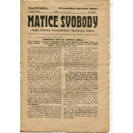 Matice svobody, ročník XIX., číslo 25/1923. Orgán federace komunistických osvětových jednot (1. republika, noviny, časopis)