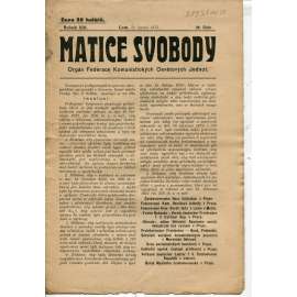 Matice svobody, ročník XIX., číslo 26/1923. Orgán federace komunistických osvětových jednot (1. republika, noviny, časopis)