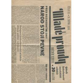 Mladé proudy, ročník XXXIII., číslo 33/1938 (1. republika, staré noviny)