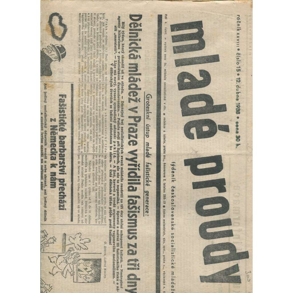 Mladé proudy, ročník XXVIII., číslo 15/1933 (1. republika, staré noviny)