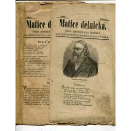 Matice dělnická, číslo 1 a 4/1884. Soubor užitečných prací literárních pro dělnictvo českoslovanské (2 svazky)