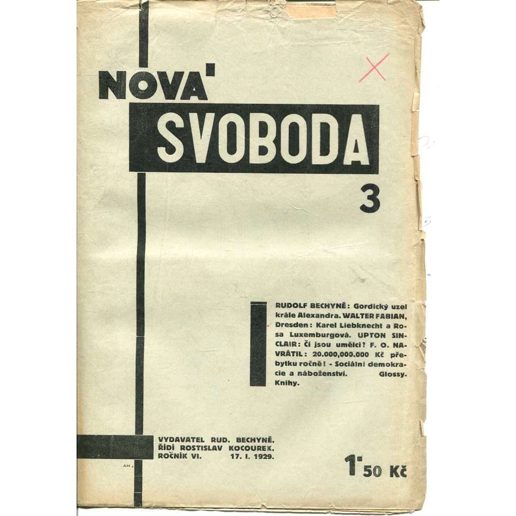 Nová svoboda, ročník VI., číslo 3/1929 (1. republika, časopis, noviny)
