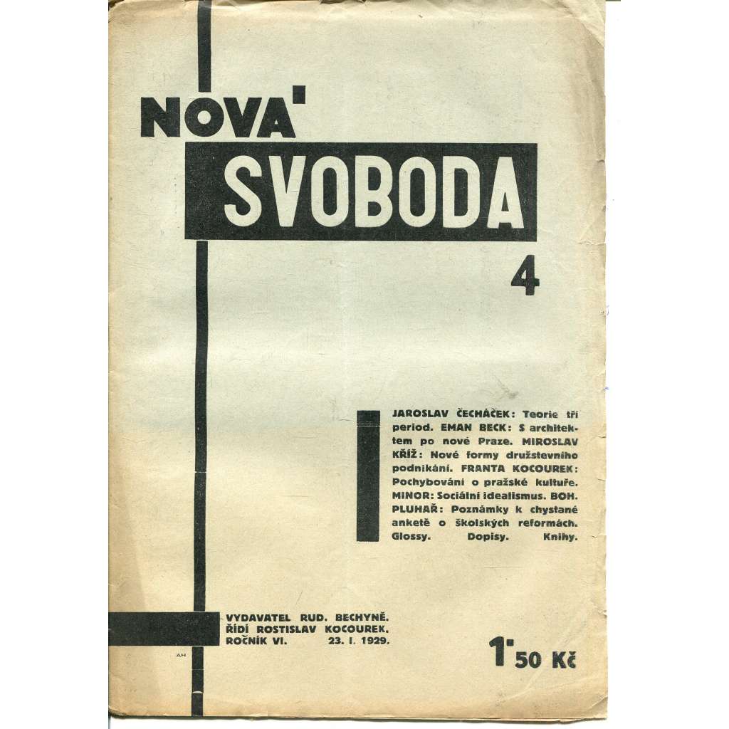 Nová svoboda, ročník VI., číslo 4/1929 (1. republika, časopis, noviny)