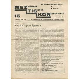 Mezinárodní tisková korespondence, ročník X., číslo 15/1934. Týdeník pro politiku, hospodářství a dělnické hnutí (1. republika, časopis, noviny)