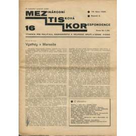 Mezinárodní tisková korespondence, ročník X., číslo 16/1934. Týdeník pro politiku, hospodářství a dělnické hnutí (1. republika, časopis, noviny)