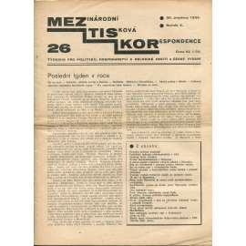 Mezinárodní tisková korespondence, ročník X., číslo 26/1934. Týdeník pro politiku, hospodářství a dělnické hnutí (1. republika, časopis, noviny)
