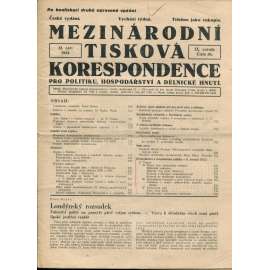 Mezinárodní tisková korespondence pro politiku, hospodářství a dělnické hnutí, ročník IX., číslo 38/1933 (1. republika, časopis, noviny)
